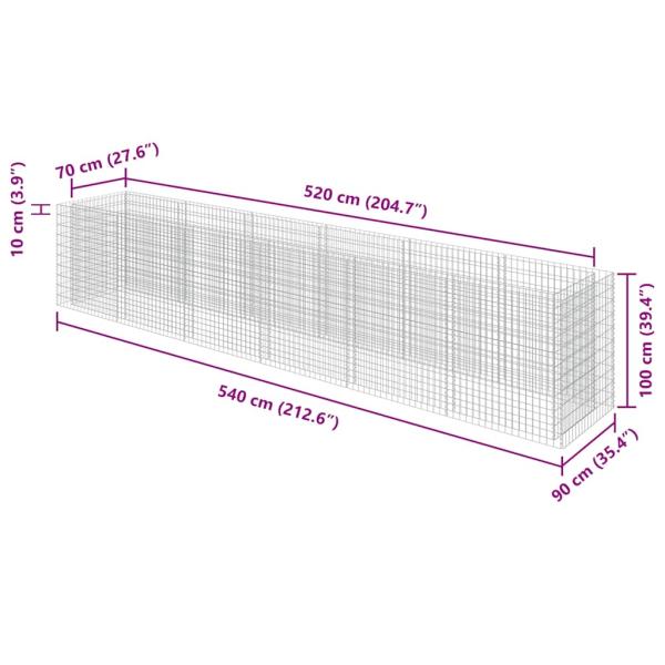 Gabionen-Hochbeet Verzinkter Stahl 540×90×100 cm