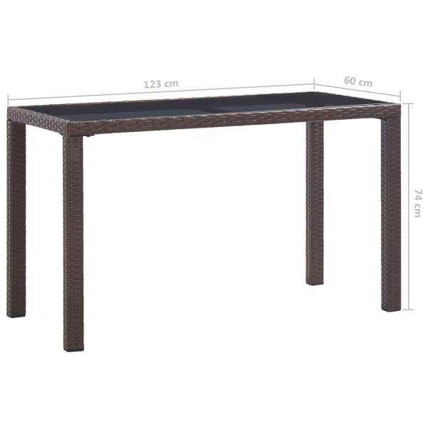 Gartentisch Braun 123x60x74 cm Poly Rattan
