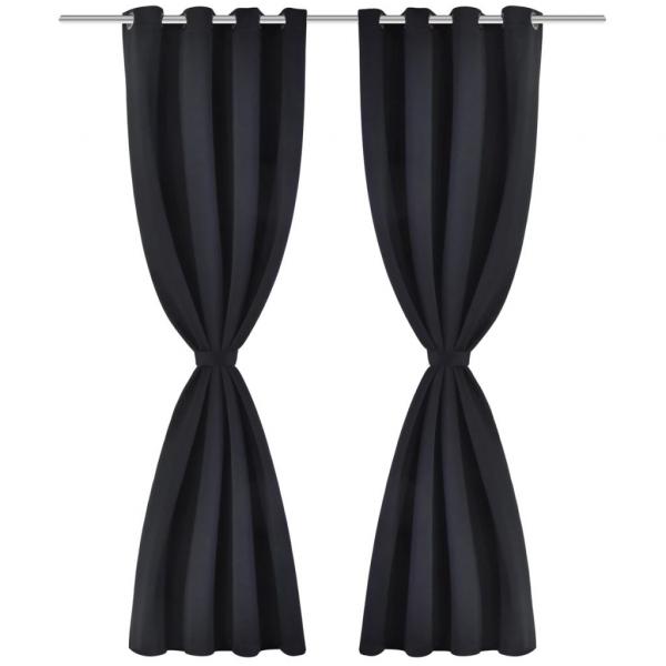 Verdunkelungs-Vorhänge mit Metallringen 135 x 245 cm Schwarz blackout