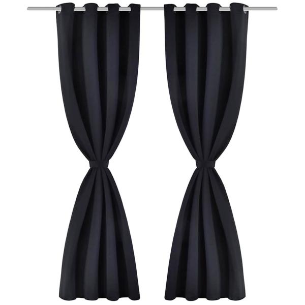 Verdunkelungs-Vorhänge mit Metallringen 135 x 245 cm Schwarz blackout