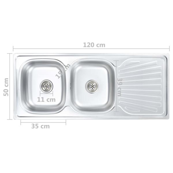Küchenspüle Doppelbecken mit Sieb & Siphon Edelstahl 