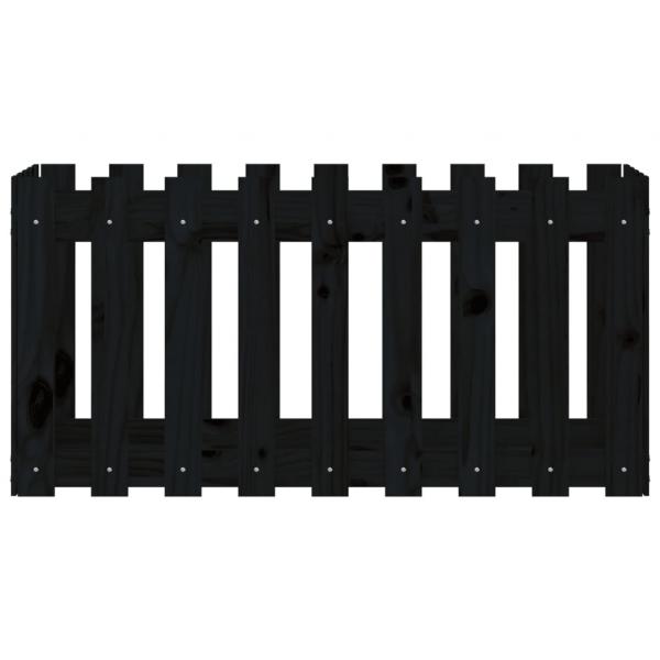 Hochbeet Latten-Design Schwarz 100x50x50 cm Massivholz Kiefer