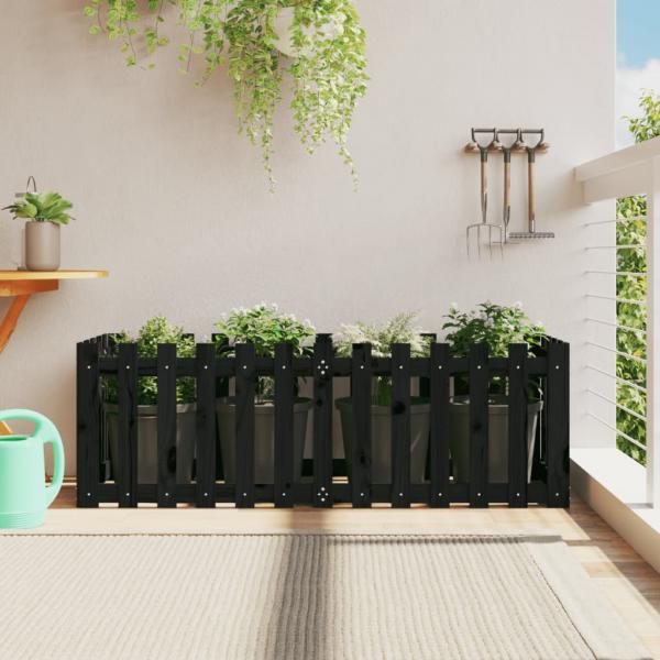 ARDEBO.de - Hochbeet Latten-Design Schwarz 150x50x50 cm Massivholz Kiefer