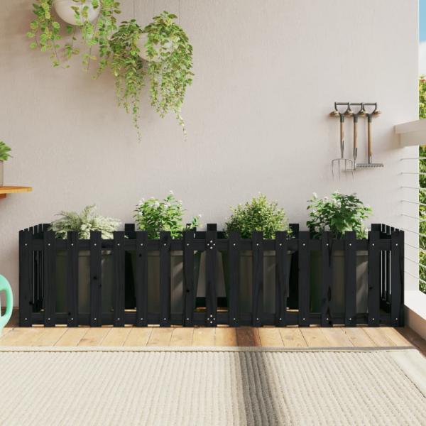 ARDEBO.de - Hochbeet Latten-Design Schwarz 200x50x50 cm Massivholz Kiefer
