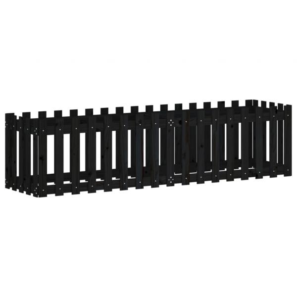 Hochbeet Latten-Design Schwarz 200x50x50 cm Massivholz Kiefer