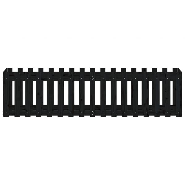 Hochbeet Latten-Design Schwarz 200x50x50 cm Massivholz Kiefer