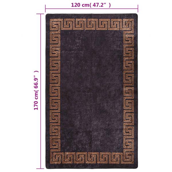 Teppich Waschbar Schwarz und Gold 120x170 cm Rutschfest