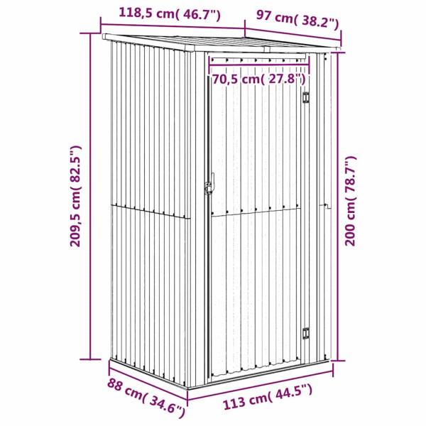 Geräteschuppen Grün 118,5x97x209,5 cm Verzinkter Stahl