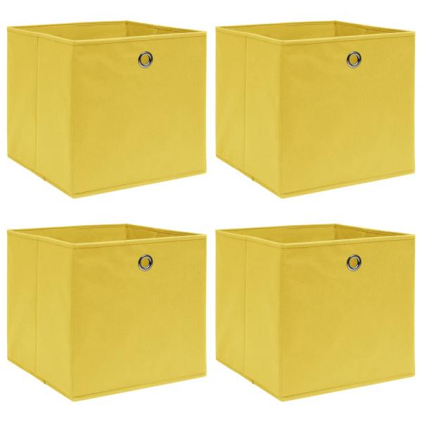 ARDEBO.de - Aufbewahrungsboxen 4 Stk. Gelb 32x32x32 cm Stoff