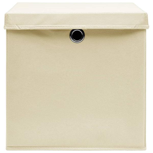  Aufbewahrungsboxen mit Deckel 4 Stk. Creme 32x32x32 cm Stoff
