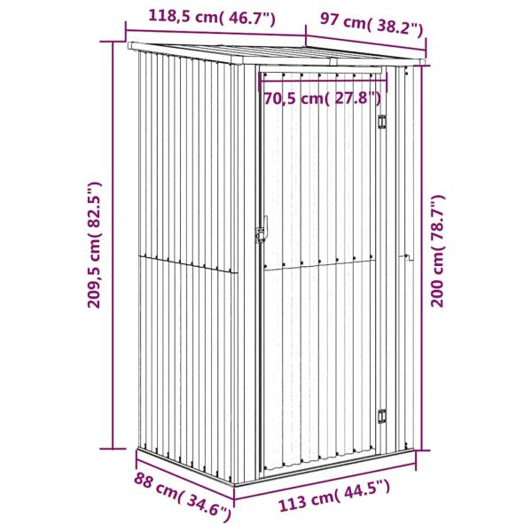 Geräteschuppen Anthrazit 118,5x97x209,5 cm Verzinkter Stahl