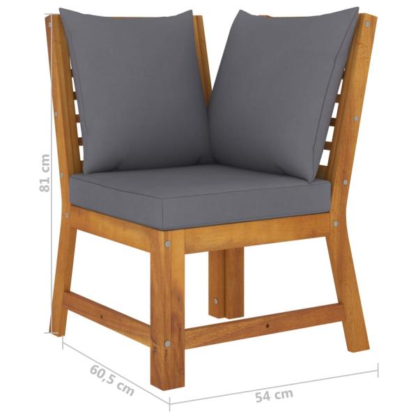 9-tlg. Garten-Lounge-Set mit Auflagen Massivholz Akazie