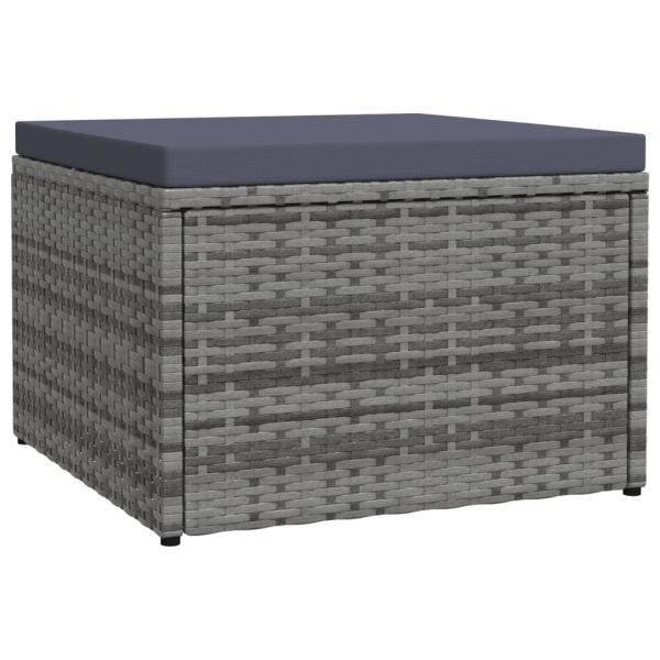 ARDEBO.de - Outdoor-Fußhocker mit Kissen Grau Polyrattan