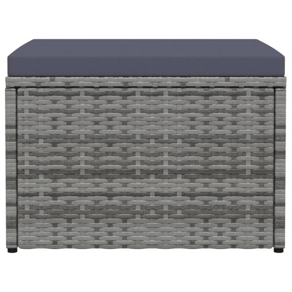 Outdoor-Fußhocker mit Kissen Grau Polyrattan