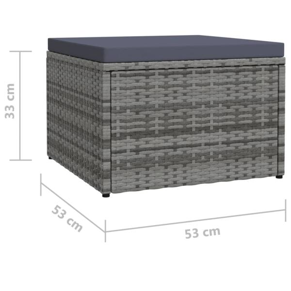 Outdoor-Fußhocker mit Kissen Grau Polyrattan
