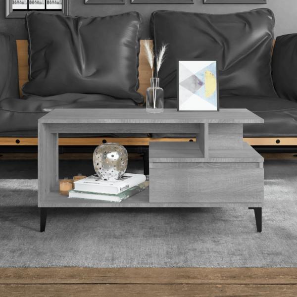 ARDEBO.de - Couchtisch Grau Sonoma 90x49x45 cm Holzwerkstoff