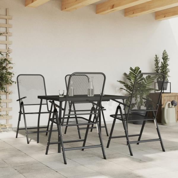 ARDEBO.de - 5-tlg. Garten-Essgruppe Anthrazit Streckgitter