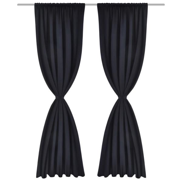Verdunkelungs-Vorhänge mit Schlaufen 135 x 245 cm Schwarz blackout