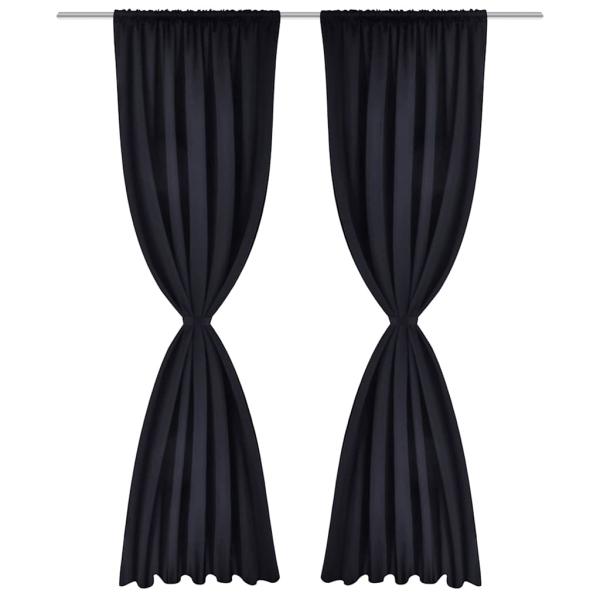 Verdunkelungs-Vorhänge mit Schlaufen 135 x 245 cm Schwarz blackout