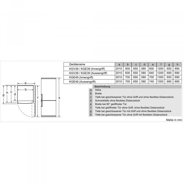Siemens KG39E8XBA iQ500 Stand Kühl-Gefrierkombination, 60cm breit, 201cm hoch, 343 L, lowFrost, hyperFresh, blackSteel