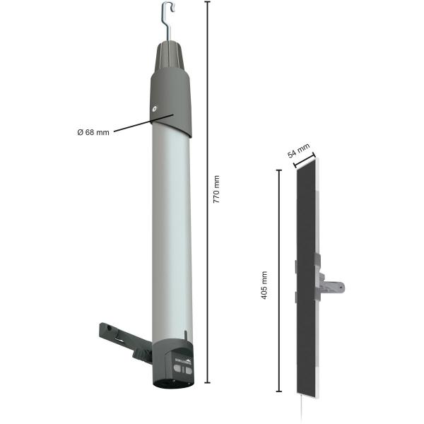 Schellenberg Premium Markisenantrieb mit Solarpanel, inklusive Netzteil und Wandhalterung, grau (20264)