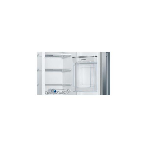 Bosch KAG93AIEP Amerikanischer Side-by-Side, 91 cm breit, 560L, NoFrost, SuperKühlen, Crushed Eis, Eiswürfel, Wasser, Edelstahl mit Antifingerprint