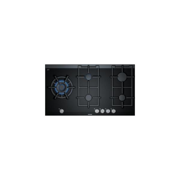 ARDEBO.de Siemens ER9A6SB70 iQ700 Autarkes Gaskochfeld, Glaskeramik, 90cm breit, stepFlame Technology, schwarz