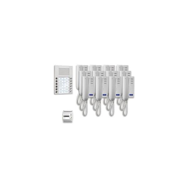 ARDEBO.de TCS PPA12-EN/02 pre:pack Audio Aufputz für 12 Wohneinheiten, mit Außenstation PES 12 Klingeltasten + 12 x Türtelefon ISH3030 + Steuergerät BVS20