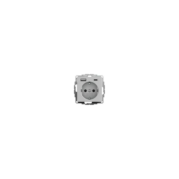 ARDEBO.de Gira 2459015 SCHUKO-Steckdose 16 A 250 V~ mit Shutter und USB-Spannungsversorgung 2fach Typ A / Typ C, Grau Matt