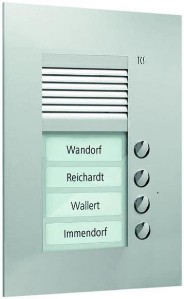 ARDEBO.de TCS PUK04/1-EN Audio Außenstation 4 Tasten, 1-spaltig, UP, silber