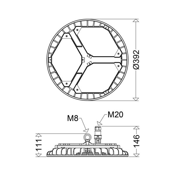 Schuch LED-Hallenleuchte TRIANO disc, 195W, 30000lm, 5000K, grau (3430L300D)