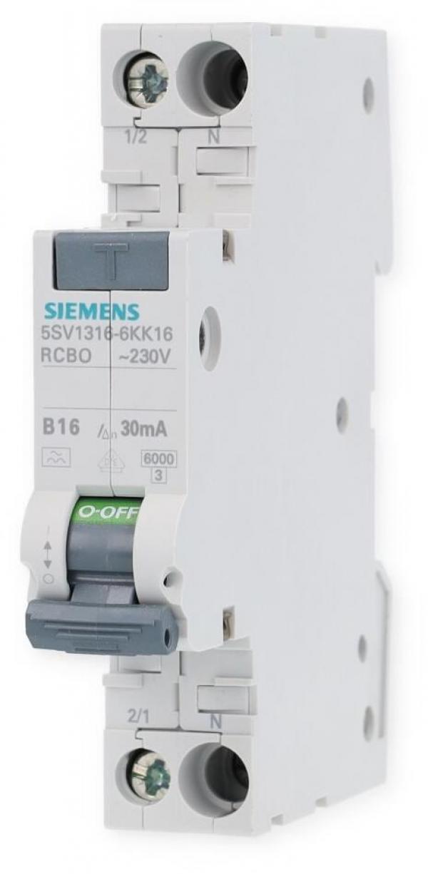 ARDEBO.de Siemens 5SV1316-6KK16 FI/LS kompakt Schalter 1P+N, 6kA, Typ A, 30mA, B-Charakteristik, 16A