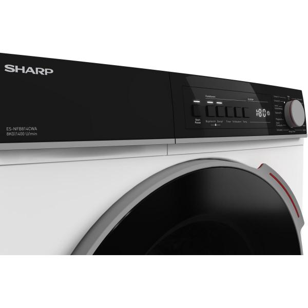 Sharp ES-NFB814CWA-DE 8 kg Waschmaschine, 1400U/Min, 60cm breit, DoubleJet, AquaStop, Dampf, weiß