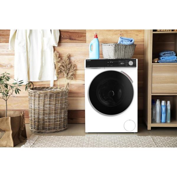 Sharp ES-NFB814CWA-DE 8 kg Waschmaschine, 1400U/Min, 60cm breit, DoubleJet, AquaStop, Dampf, weiß