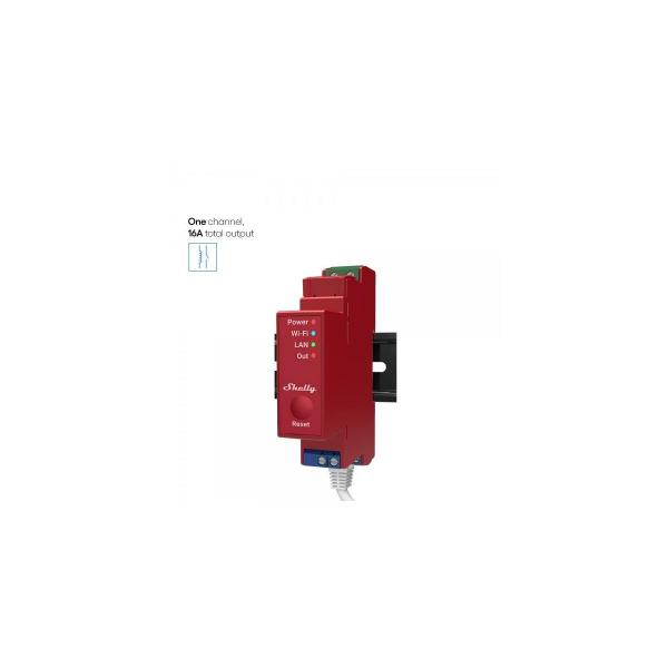 ARDEBO.de Shelly Pro 1PM Relaisschalter, mit Leistungsmessung, WLAN, Bluetooth, LAN, 1-Kanal, 1x 16A, Hutschiene (Shelly_Pro_1PM)