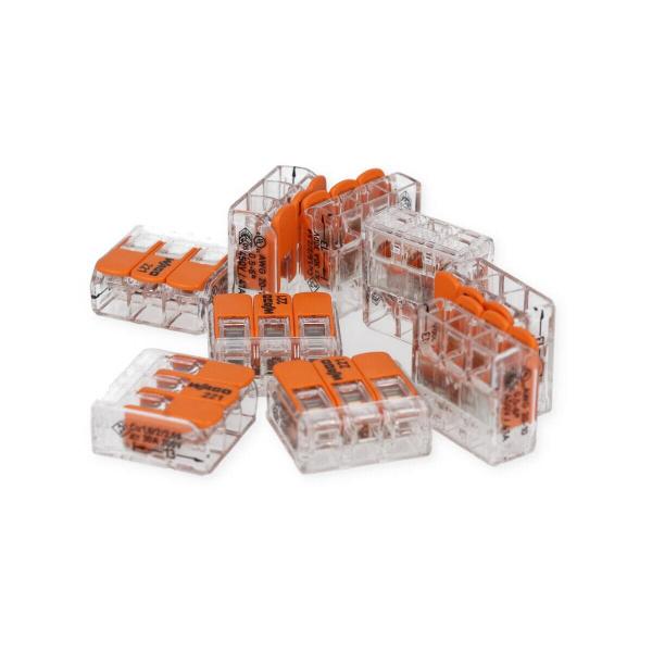 Wago 221-613 3-Leiter COMPACT Verbindungsklemme 0,5-6 mm², Betätigungshebel, transparent