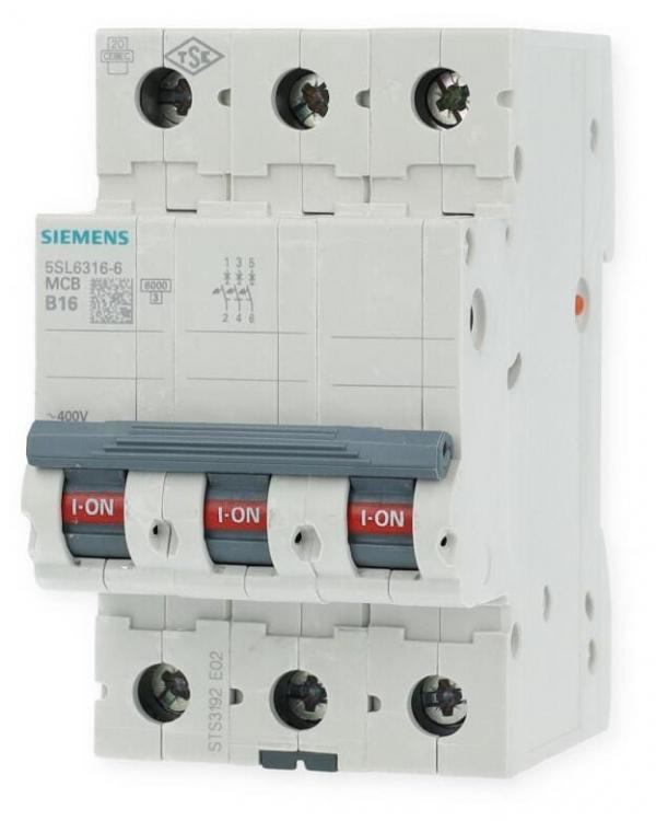 ARDEBO.de Siemens 5SL63166 Leitungsschutzschalter 400V, 6kA, 3-Polig, B-Charakteristik, 16A