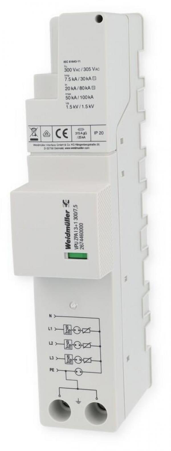 ARDEBO.de Weidmüller VPU ZPA I 3+1 300/7,5 Kombiableiter 1+2 (2674460000)