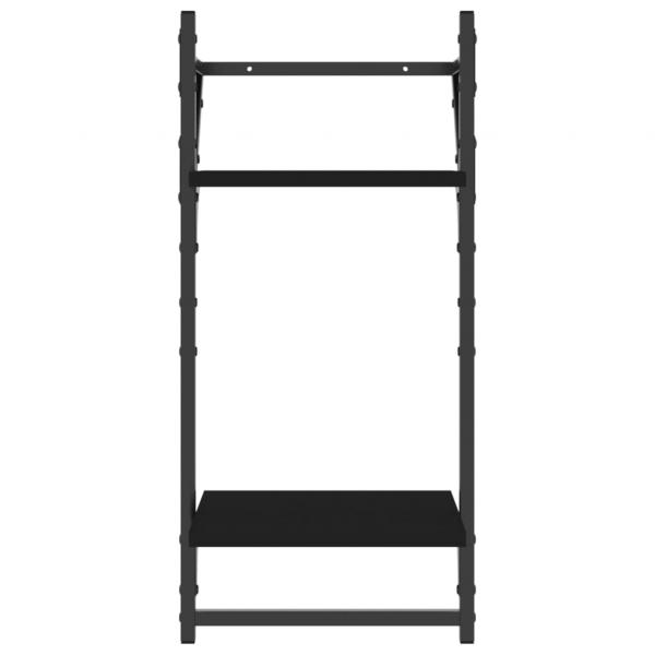 Wandregale mit 2 Ablagen & Stangen 2 Stk. Schwarz 30x25x65 cm