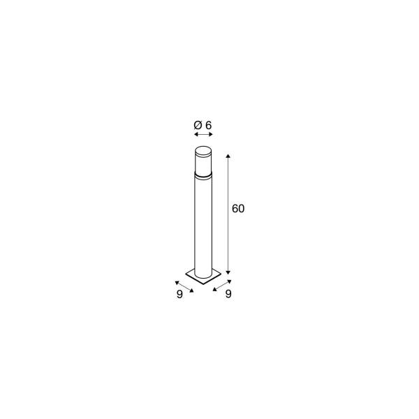 SLV TRUST 60 Outdoor Standleuchte, LED, 3000K, IP55, edelstahl 316, Ø/H 6/60 cm (228110)
