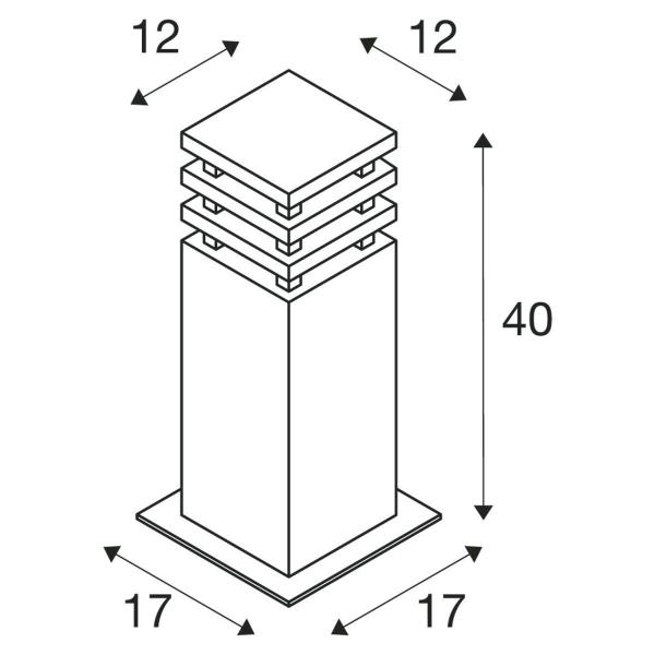 SLV RUSTY SQUARE 40 Outdoor Standleuchte, TC-DSE, IP55, eckig,, max. 11W, stahl gerostet (229420)