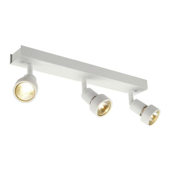 SLV PURI 3, Wand- und Deckenleuchte, dreiflammig, QPAR51, weiß matt, max. 150 W, mit Dekoring (147381)