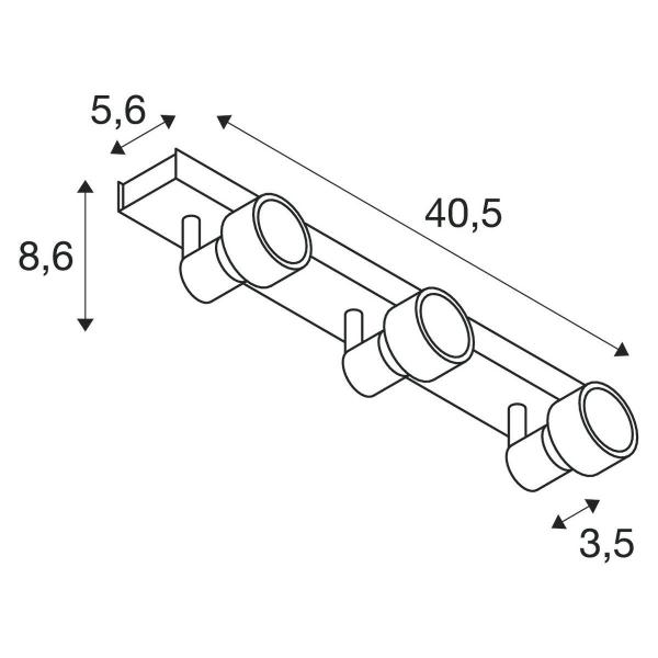 SLV PURI 3, Wand- und Deckenleuchte, dreiflammig, QPAR51, weiß matt, max. 150 W, mit Dekoring (147381)