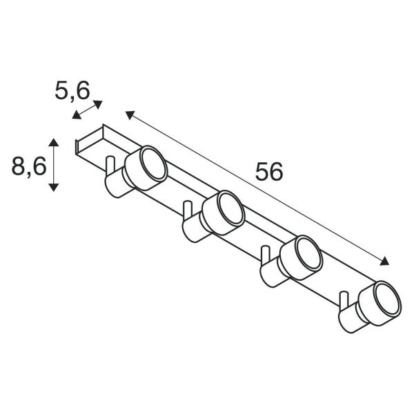 SLV PURI CW, Indoor Wand- und Deckenaufbauleuchte, quad, QPAR51, 4x50W, weiß (1002030)