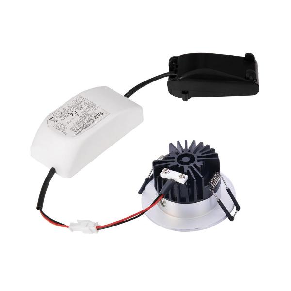 SLV PATTA-I LED Deckeneinbauleuchte, rund, IP65, 1800-3000K, silber (1002100)