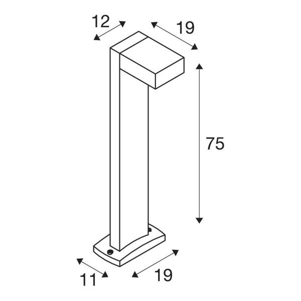 SLV QUADRASYL 75 Outdoor Standleuchte, eckig, 11W, GX53, silbergrau (232294)