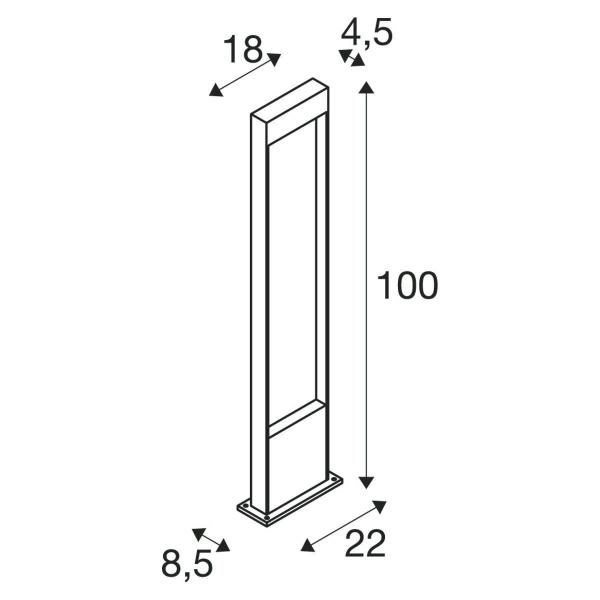 SLV FLATT POLE 100 Outdoor LED Stehleuchte, 3000K, IP65, anthrazit/braun (1002959)