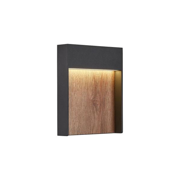 ARDEBO.de SLV FLATT Outdoor LED Wandaufbauleuchte, 14W, 500lm, 3000K, IP65, anthrazit/braun (1002953)