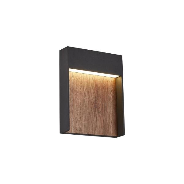 SLV FLATT Outdoor LED Wandaufbauleuchte, 14W, 500lm, 3000K, IP65, anthrazit/braun (1002953)