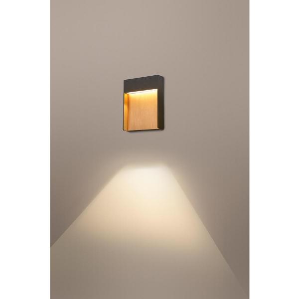 SLV FLATT Outdoor LED Wandaufbauleuchte, 14W, 500lm, 3000K, IP65, anthrazit/braun (1002953)